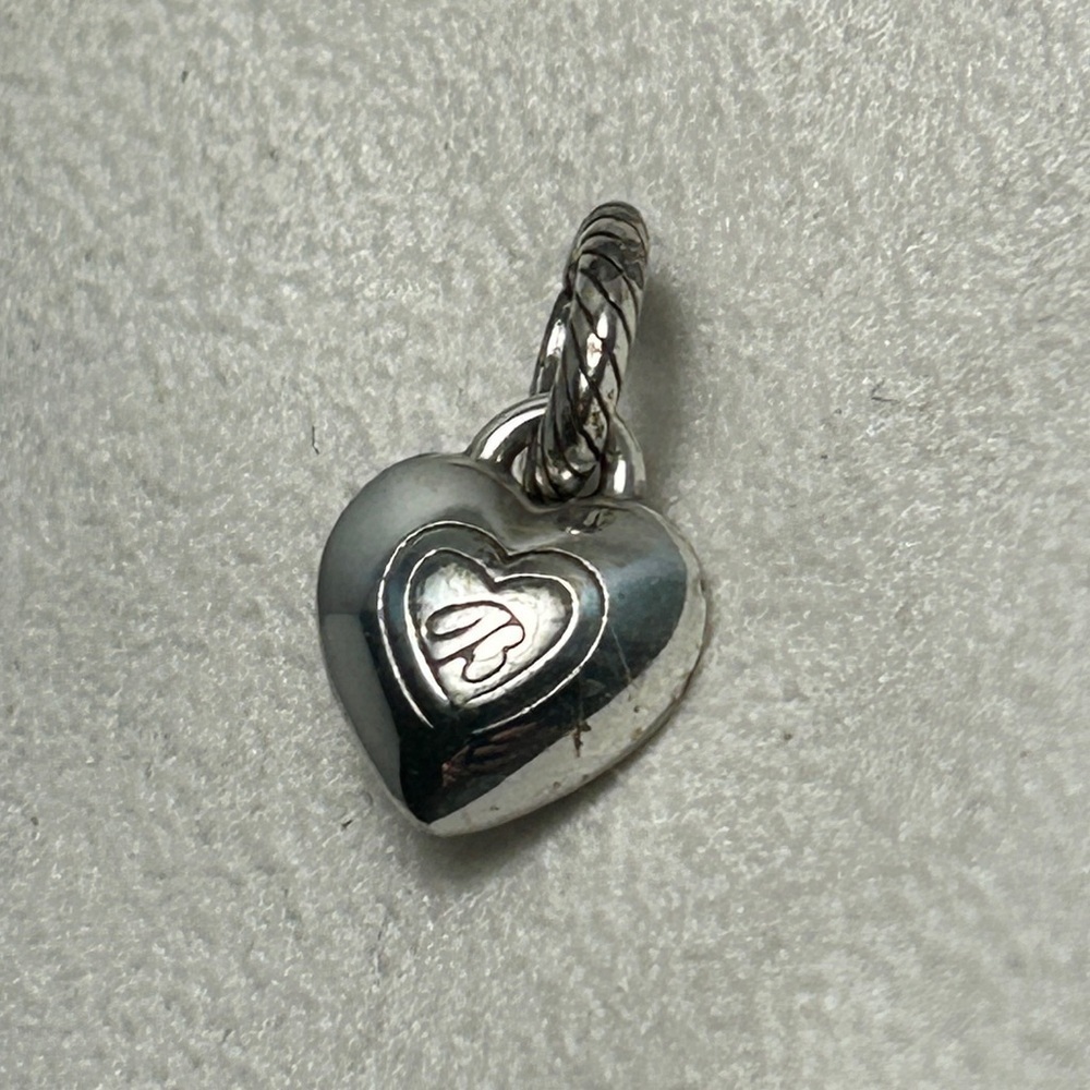 Brighton ABC Clear Crystal Heart Charm Silver Plated - Picture 5 of 9